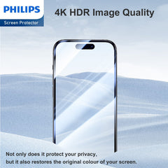 Philips HD Clear Glass Screen Protector Film for iPhone 15 Pro, Tempered Glass Explosion-proof Nano Coated Filter Anti-Oil Anti-Shatter Anti-Fingerprint Full Coverage Hardness 9H DLK1209