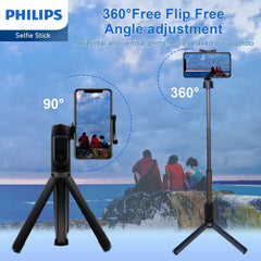 Philips Flexible Tripod Holder Stand Selfie Stick with Bluetooth Remote For iPhone DLK3617N